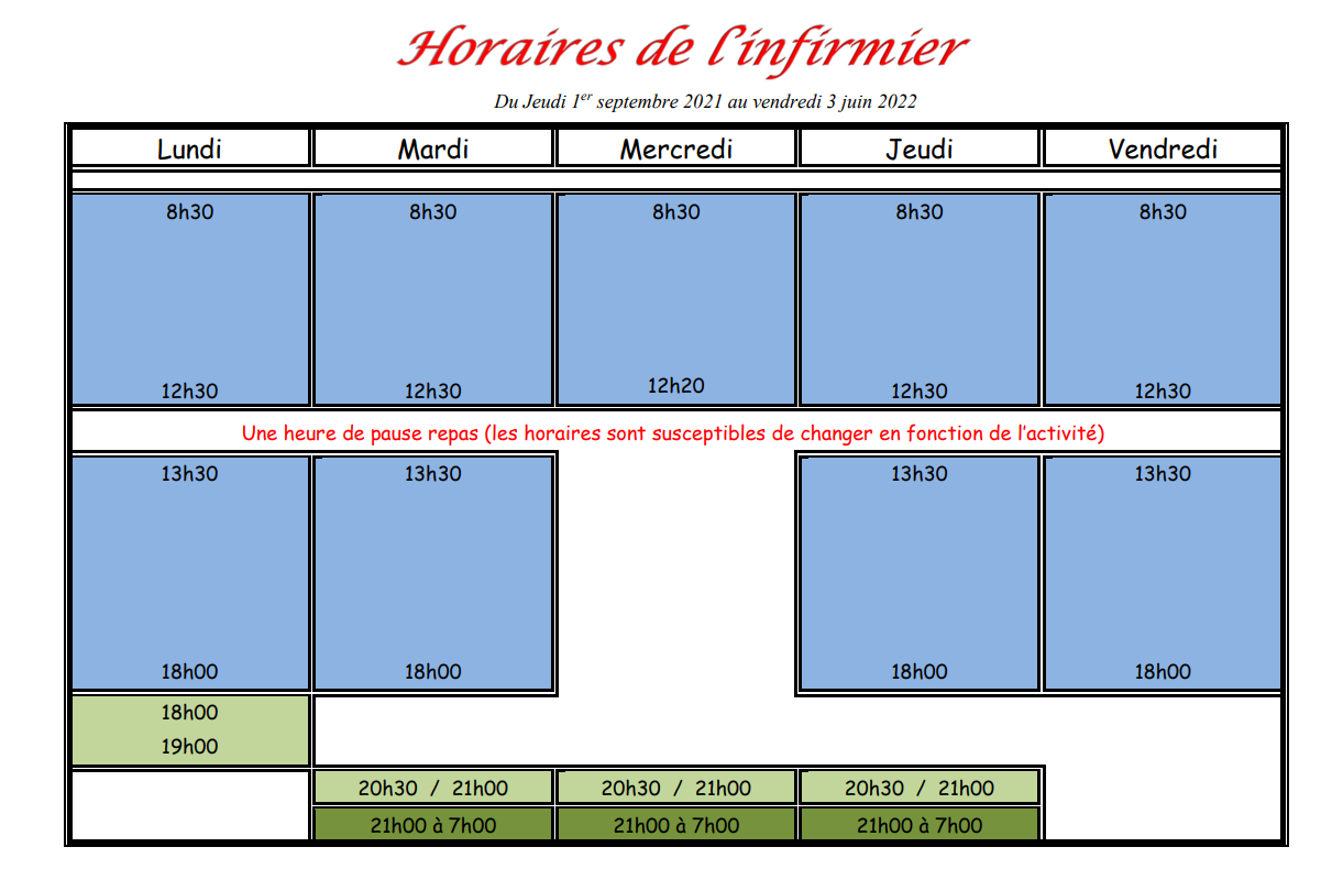 horaire infirmier